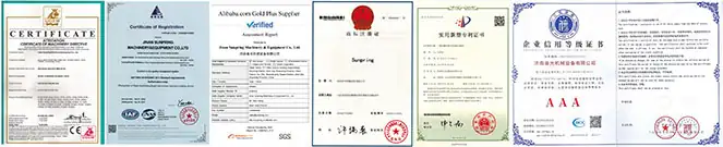 Sunpring certificates